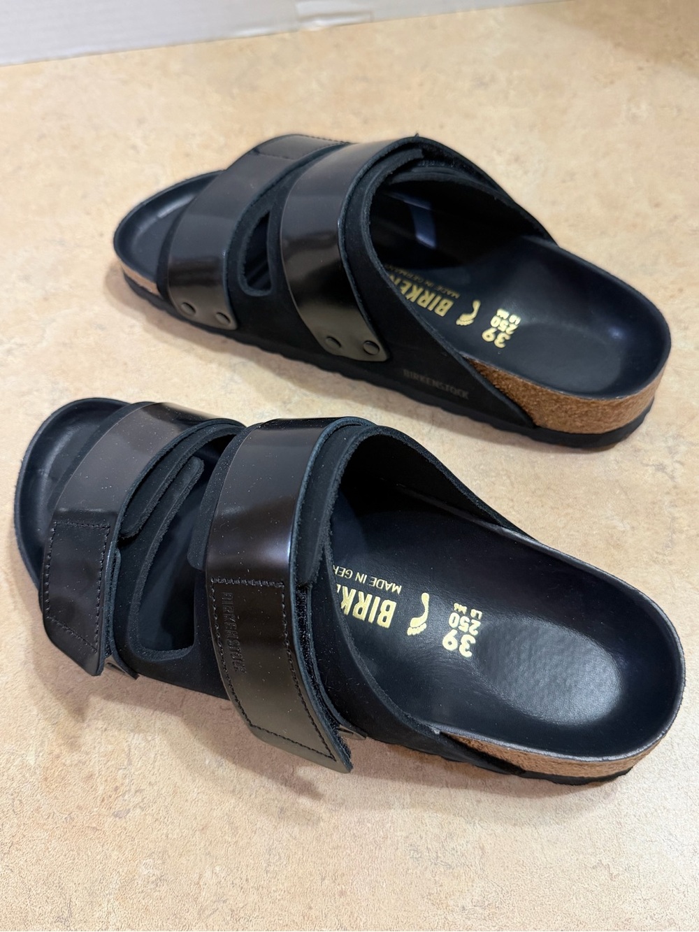 Birkenstock Uji Women’s Black Two-Strap Slide Sandals